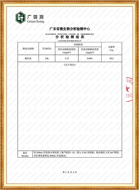 除硫化氢检测报告